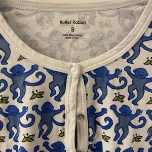Roller Rabbit Blue Monkey Print Pajama Set, Women’s Small.